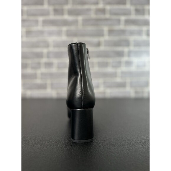 Journee Collection Womens 7M Black Haylinn Block Faux Leather Heeled Ankle Boot - Picture 8 of 14